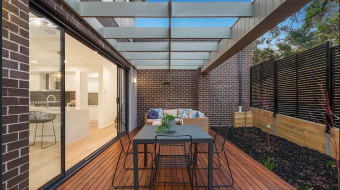 Table set and sofa set in balcony