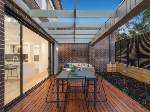 Table set and sofa set in balcony